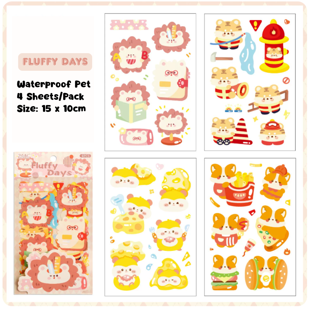 Animals PET Sticker (4 Sheets/ Pack)
