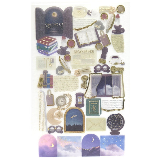 Vintage Gold Foil Sticker - Midnight  Study