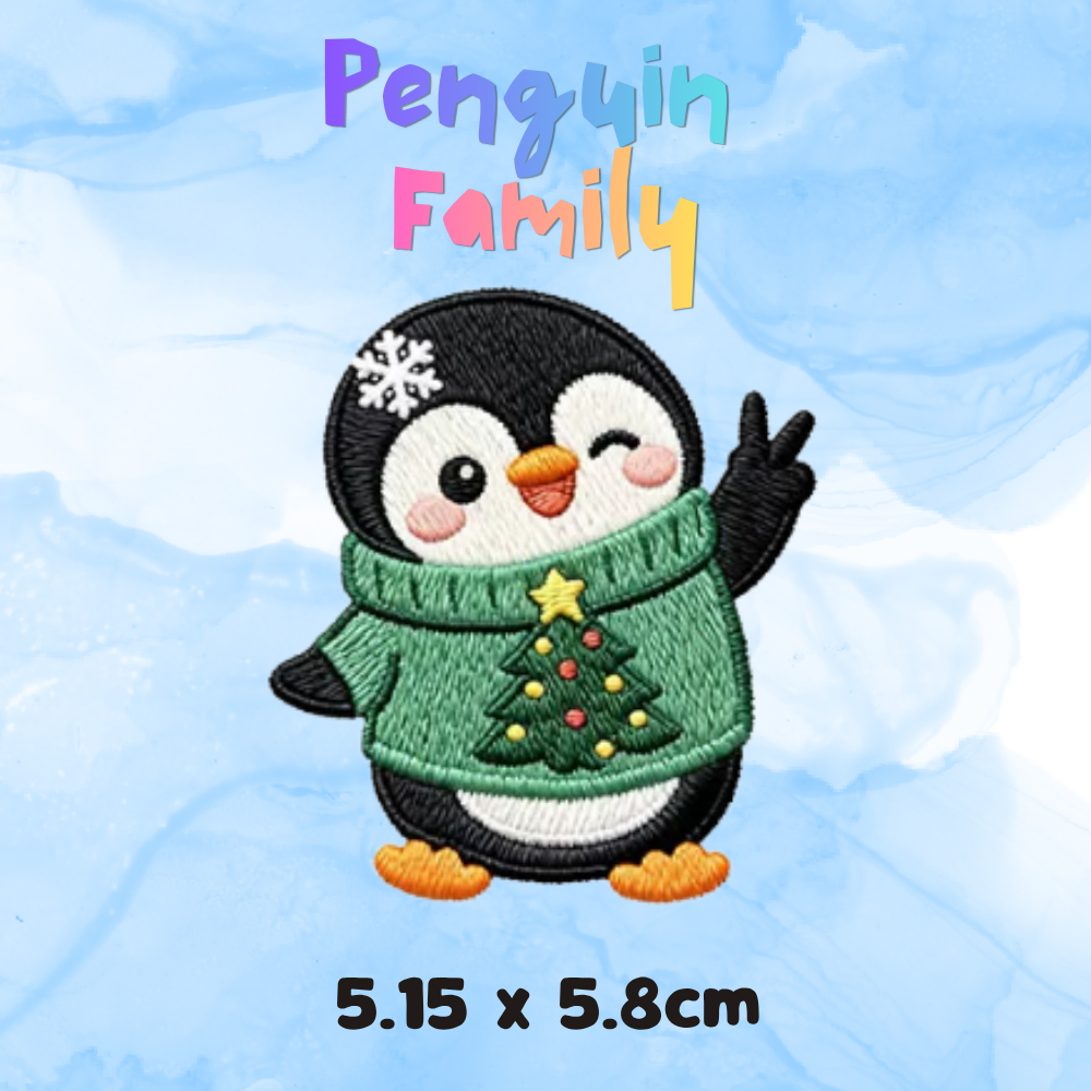 Embroidery Patches - Penguin Family