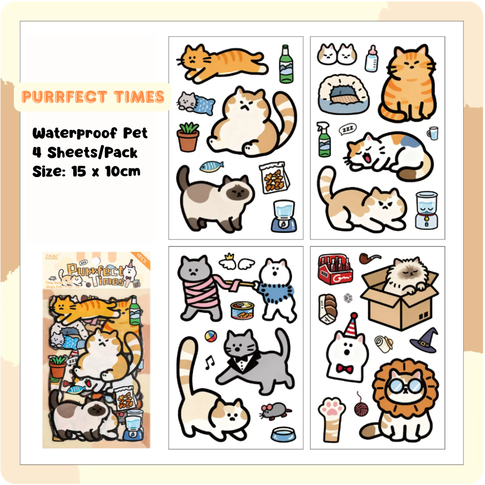 Cute PET Sticker (4 Sheets/Pack)