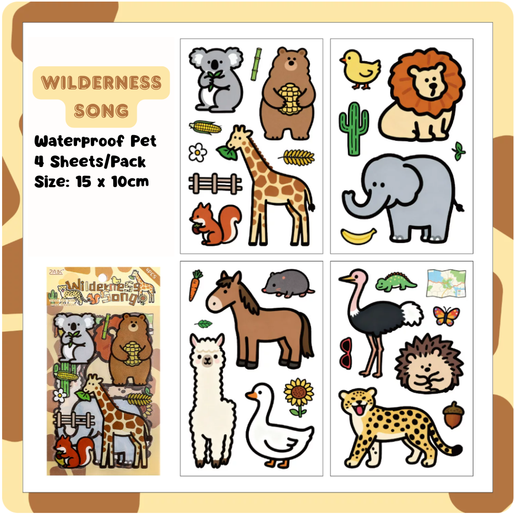 Cute PET Sticker (4 Sheets/Pack)