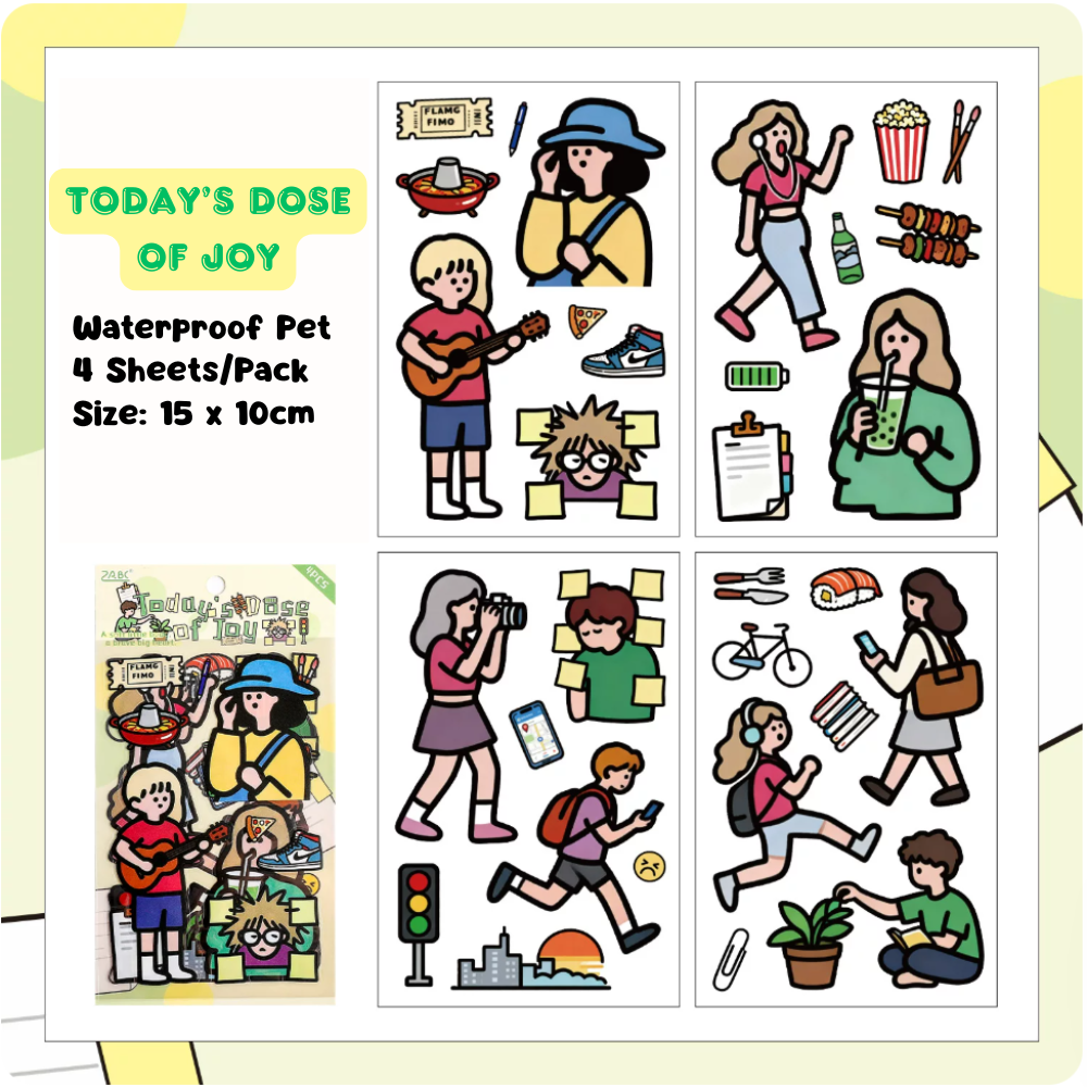Cute PET Sticker (4 Sheets/Pack)