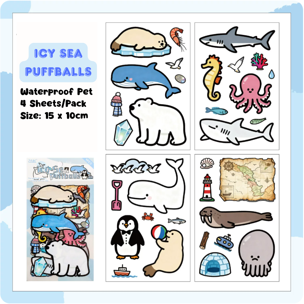 Cute PET Sticker (4 Sheets/Pack)
