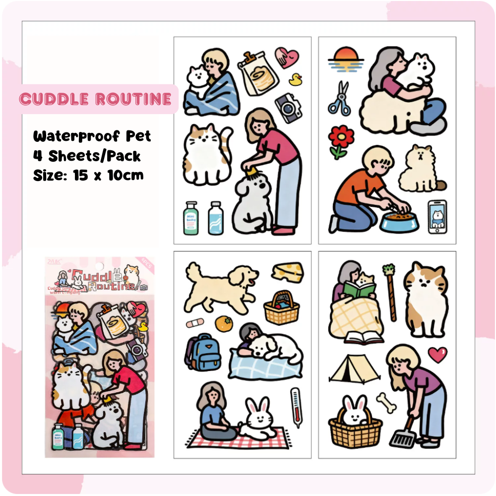 Cute PET Sticker (4 Sheets/Pack)