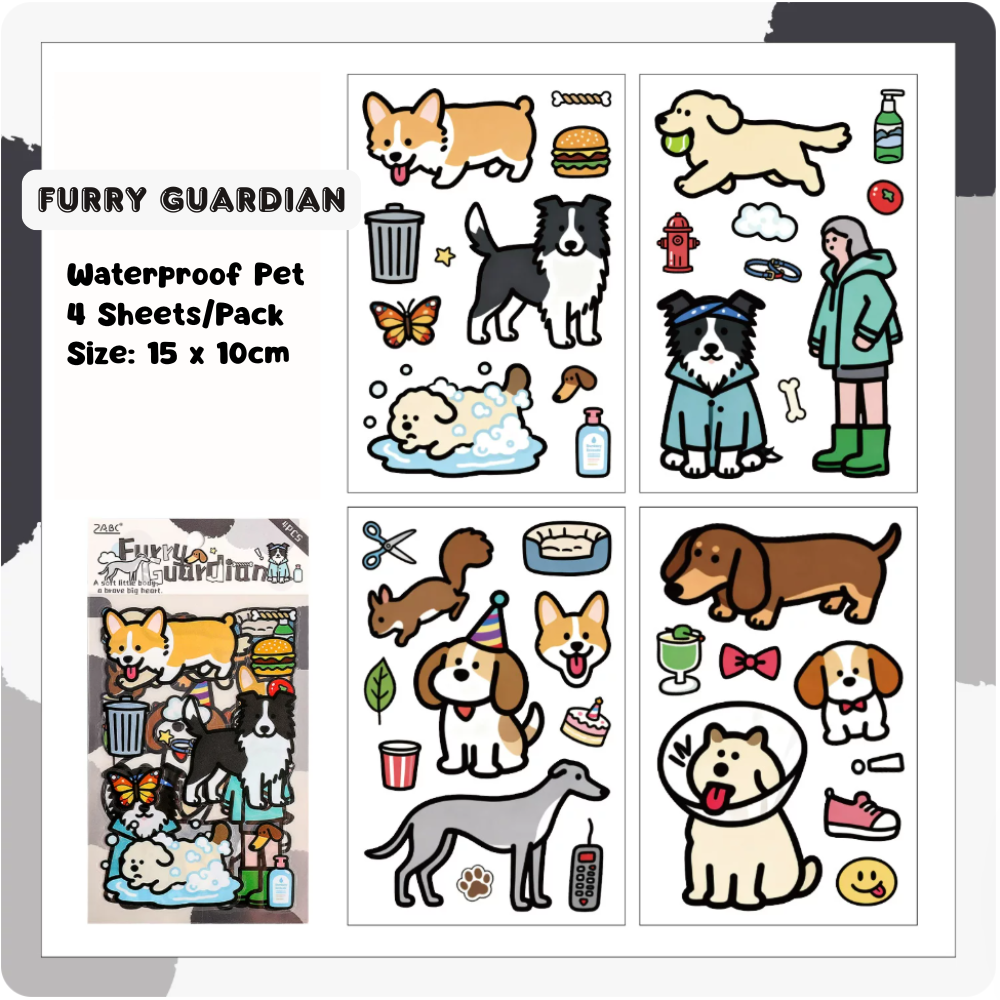 Cute PET Sticker (4 Sheets/Pack)