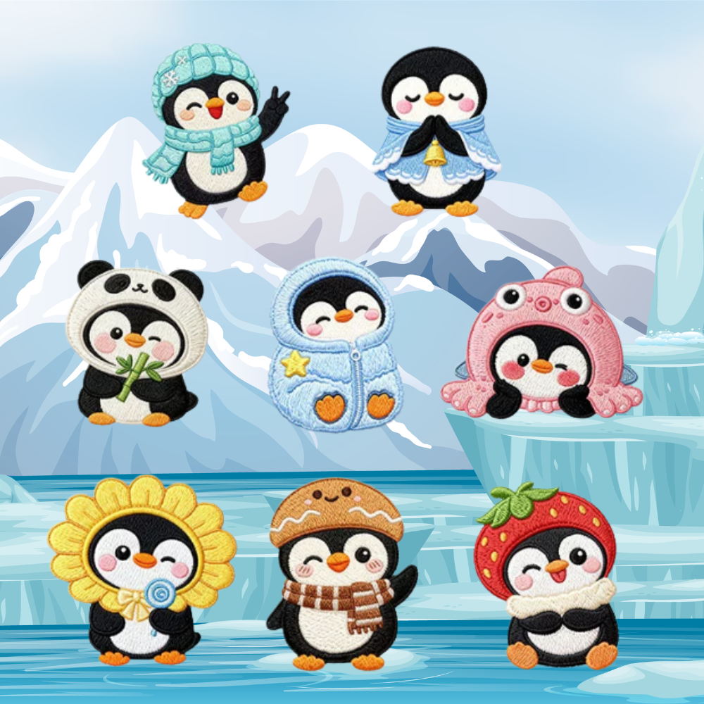 Embroidery Patches - Penguin Family